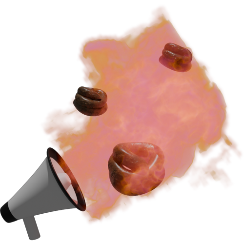 A megaphone spits fire and feces.